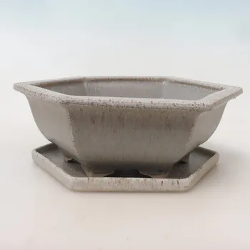 Květináč Bonsai miska + podmiska H53 - 19 x 21,5 x 7 cm. - béžová