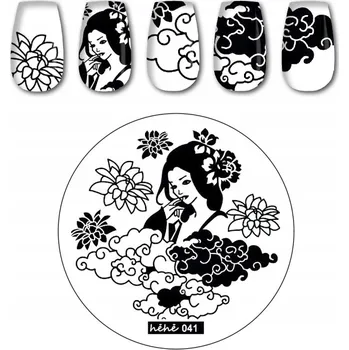 Přípravek na nehty Šablona / Destička na nehty pro zdobení nehtů - vzor hehe - 041