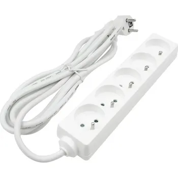 Elektrická zásuvka Ecolight prodlužovací kabel Sieciowy Wtyk - 5x Zásuvka z Uziemieniem Listwa Zasilająca 3m 3x1,5mm 16A Bílý