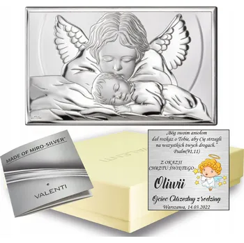 Obraz STŘÍBRNÝ OBRÁZEK ANDÍLEK DÁREK KE KŘTINÁM SVATÉHO
