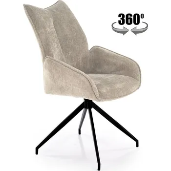 Jídelní židle Jídelní otočná židle REGIS&nbsp;— kov, látka, béžová