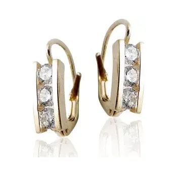 Náušnice Zlaté náušnice čiré zirkony - VE12 - žluté zlato (Náušnice ze žlutého zlata se zirkony)