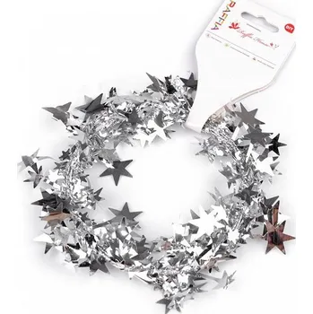 Vánoční dekorace Vánoční drátek hvězdy 2,5 m, stříbrná