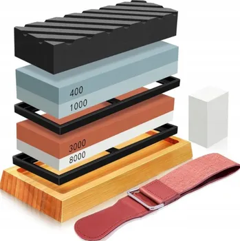 BROUSEK NA OSTŘENÍ NOŽŮ VODNÍ KÁMEN KUCHYŇSKÝ SET KORUND BROUSEK