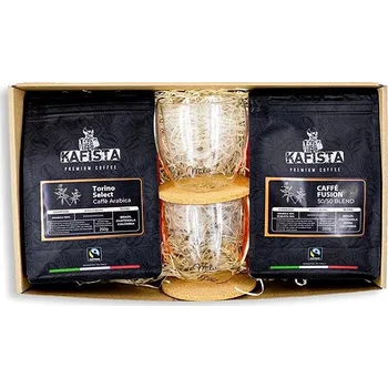 Kafista Coffee Box Balíček s kávou a sadou termosklenic, zrnková káva pražená v Itálii