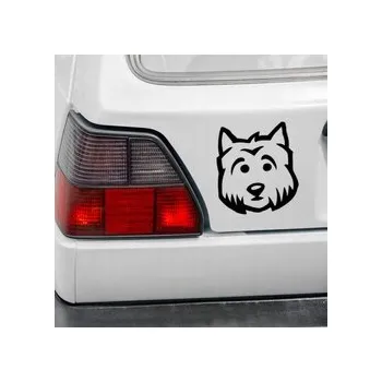 Samolepicí dekorace na vozidlo Samolepka na auto Pes West Highland White teriér (Westie) Psiakrew na světlou karoserii 15 cm