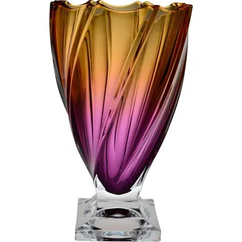 Váza Křišťálová váza na noze, Bohemia Treasury, PONTI - gradient amber purple, 31 cm