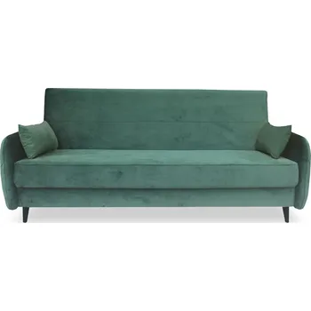 Pohovka Rozkládací sametová pohovka Dolly zelená dvoumístná s úložným prostorem do obýváku Intesi