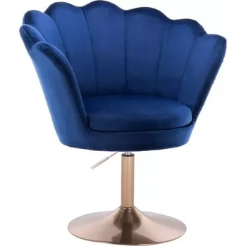 LuxuryForm DESIGN Kosmetické křeslo FREY VELUR na zlatém talíři - modré