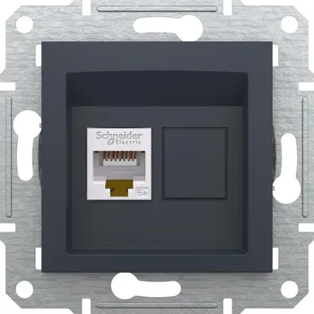 Elektrická zásuvka SCHNEIDER ELECTRIC Počítačová zásuvka RJ45 cat. 5e UTP bez rámečku SCHNEIDER ASFORA antracitová