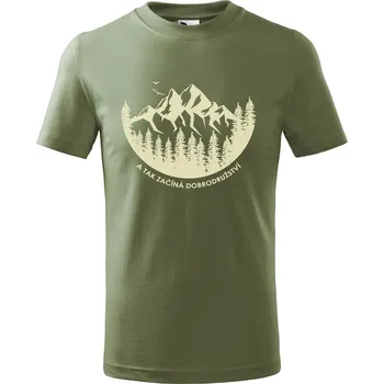 Chlapecké tričko DOBRÝ TRIKO Dětské tričko A tak začíná dobrodružství Velikost: 146/10 let, Barva: Khaki