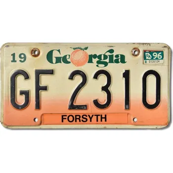 Plechová cedule Americká SPZ Georgia Orange