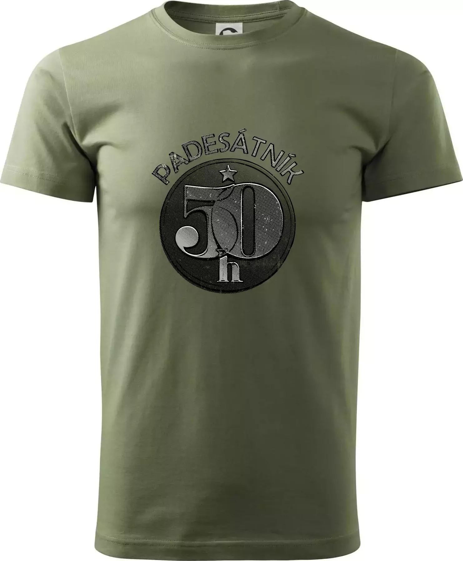 Padesátník Československý - Klasické pánské triko vyšší gramáže - L ( Khaki )
