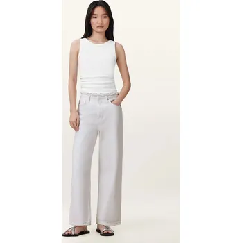 Dámské kalhoty Bavlněné kalhoty AllSaints BLAKE dámské, bílá barva, široké, medium waist, W091EC 00X, vel. 27