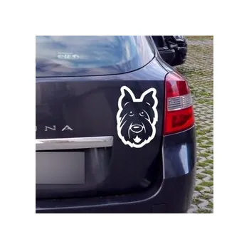Samolepicí dekorace na vozidlo Samolepka na auto Pes Skotský teriér Psiakrew na tmavou karoserii 15 cm