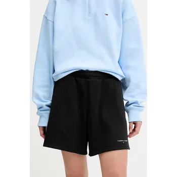 Dámské kraťasy Kraťasy Tommy Jeans dámské, černá barva, high waist, DW0DW21152 99X, vel. M