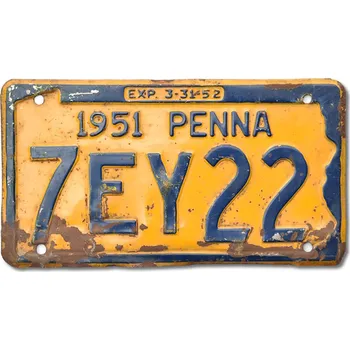 Plechová cedule Americká SPZ Pennsylvania 1951 Yellow Penna 7EY22