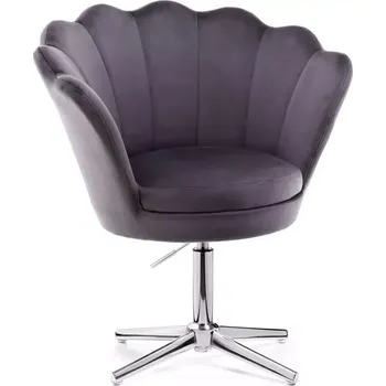 LuxuryForm DESIGN Kosmetické křeslo FREY VELUR na stříbrném kříži - tmavě šedé