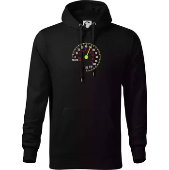 Pánská mikina Tachometr cítí se - 50 let - Mikina pánská Cape s kapucí - L ( Černá )