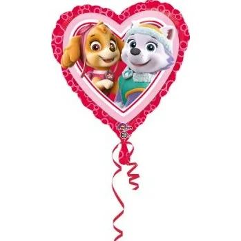Balónek Srdce - Tlapková Patrola 43cm - fóliový balónek