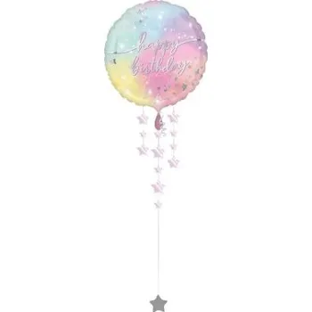 Balónek Kruh - duhové HB s ozdobami 88cm - fóliový balónek