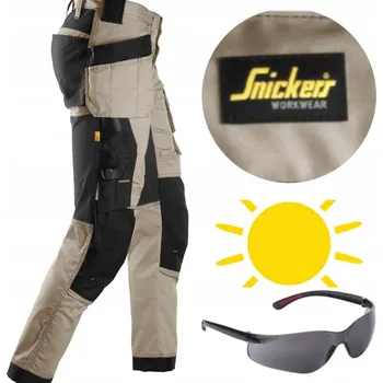 Sluneční brýle Pracovní kalhoty SNICKERS Stretch AllroundWork 6241 Béžové + brýle 52