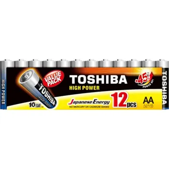 Článková baterie Alkalické baterie TOSHIBA HIGH POWER LR6 AA 1,5V PACK 12ks