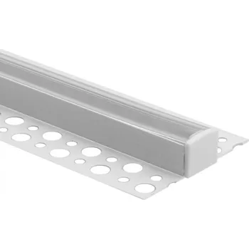 LED páska Bílý hliníkový povrchový LED profil pro sádrokarton / sádrokarton 2m s průhledným difuzorem a koncovkami Ecolight