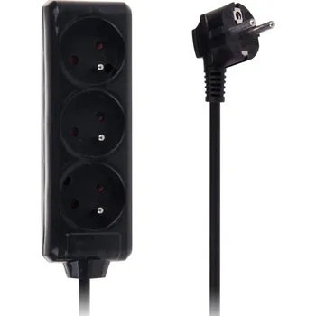 Prodlužovací kabel Leddo prodlužovací kabel sieciowy wtyk – 3x patice z uziemieniem 1,5m 3x1mm 16A Černý
