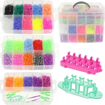 kreativní sada GUMIČKY NA VÝROBU NÁRAMKŮ TKALCOVSKÝ STAV KUFŘÍK