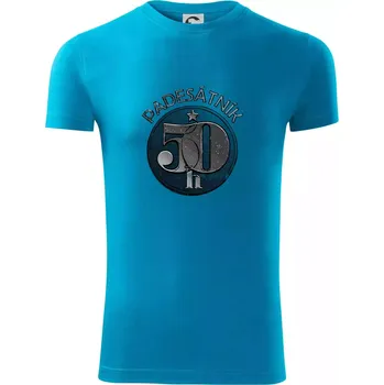 Pánské tričko Padesátník Československý - Viper FIT - Pánské zůžené tričko - M ( Světlý tyrkys )