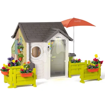 Dětský domeček Domeček s předzahrádkou s květináči Garden House Life Smoby výjimečně rozšiřitelný od 24 měsíců