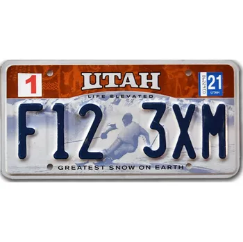 Plechová cedule Americká SPZ Utah Perfect Snow