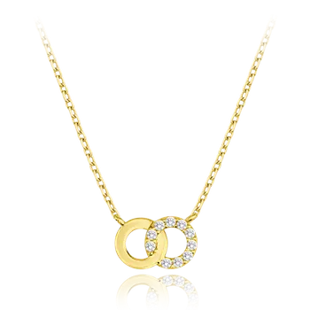 Náhrdelník MINET Elegantní zlatý náhrdelník spojené kroužky s bílými zirkony Au 585/1000 1,85g JMG0124WGN42