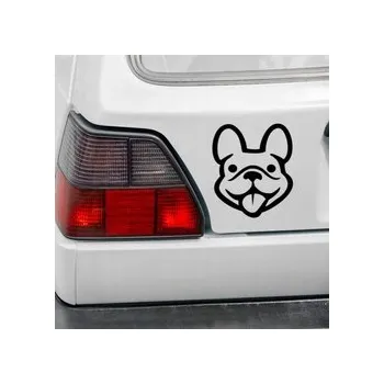 Samolepicí dekorace na vozidlo Samolepka na auto Pes Buldoček Psiakrew na světlou karoserii 15 cm