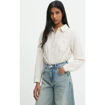 Dámská košile Bavlněná košile Answear.LAB dámská, béžová barva, relaxed, s klasickým límcem MT520 80X, vel. S/M