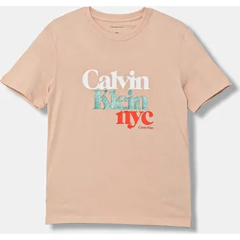 Chlapecké tričko Dětské bavlněné tričko Calvin Klein Jeans oranžová barva, IG0IG02991 IG0IG02991.128.170.9BYA 24X, vel. 128