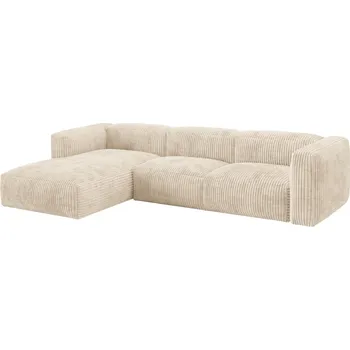 Pohovka Micadoni Světle béžová manšestrová rohová pohovka Martina 330 cm, levá