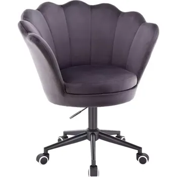 LuxuryForm DESIGN Křeslo FREY VELUR na černé podstavě s kolečky - tmavě šedé