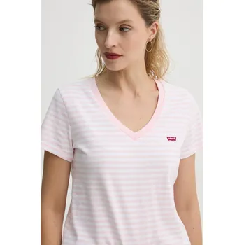 Pánské oblečení Bavlněné tričko Levi's LSE_PERFECT VNECK A3170 růžová 03X, vel. XS