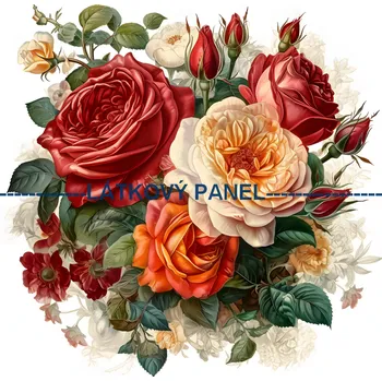 Látkový panel - Růže - KYT-51 Velikost: 25x25cm, Materiál: Kočárkovina