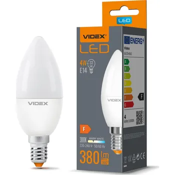 Žárovka LED žárovka LED E14 C37 svíčka 4W = 33W 380lm 3000K Teplá 220° Videx