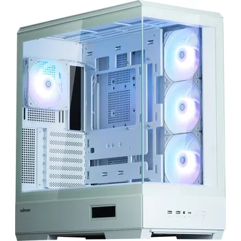 PC skříň Zalman skříň P50 DS / Middle Tower / 4x120mm ARGB fan / 2x USB 3.0 / USB-C / panoramatická / bílá P50 DS White