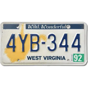 Plechová cedule Americká SPZ West Virginia Wild Wonderful 4YB-344