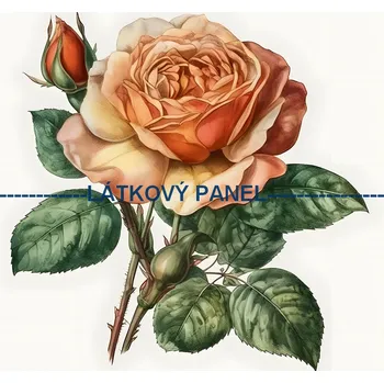 Látkový panel - Růže - KYT-52 Velikost: 15x15cm, Materiál: Kočárkovina