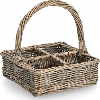 Nákupní košík Proutěný košík s přihrádkami 20x20 cm hnědý s uchem - proutěný košík