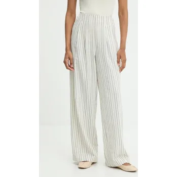 Dámské kalhoty Kalhoty s lněnou směsí Answear.LAB dámské, bílá barva, široké, high waist 5330.IOS 00X, vel. L