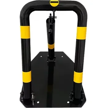 Plotový sloupek Černo-žlutá ocelová sklopná zábrana - výška 57 cm