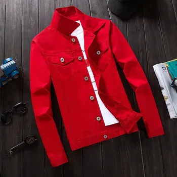 Pánský bomber Pánská riflová bunda s výšivkou v streetwear stylu Velikost: L, Barva (Varianta): Pure Red Coat