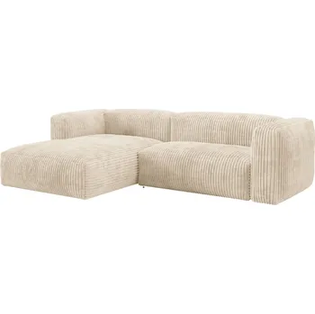 Pohovka Micadoni Světle béžová manšestrová rohová pohovka Martina 280 cm, levá